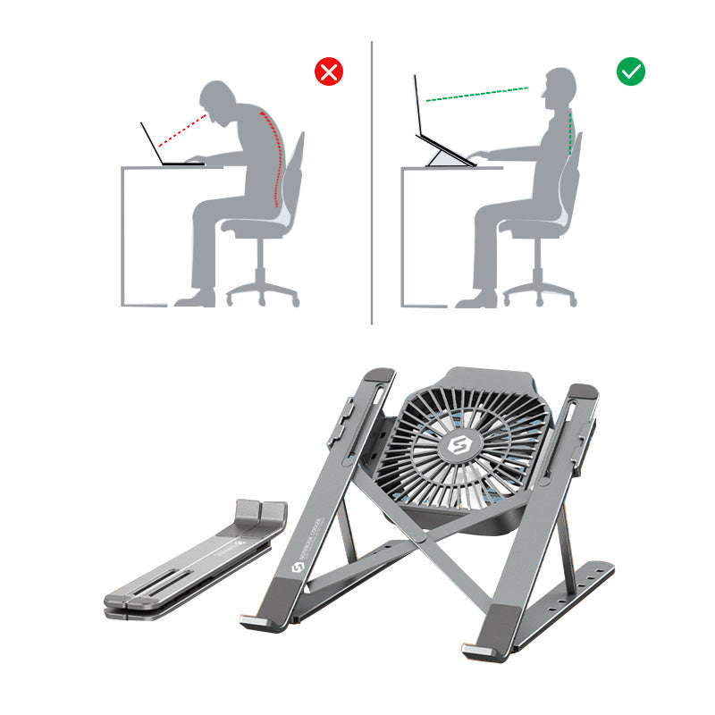 Aluminum alloy foldable laptop stand with fan