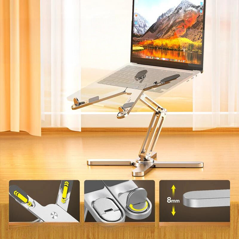 Foldable aluminum laptop stand compatible with Macbook Air Pro 