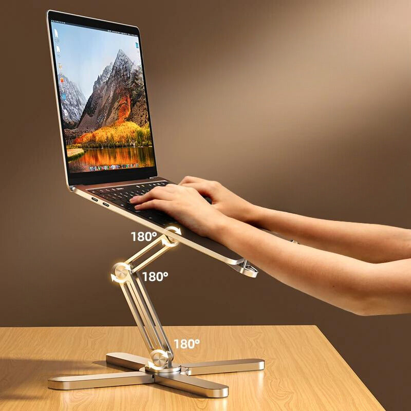 Foldable aluminum laptop stand compatible with Macbook Air Pro 