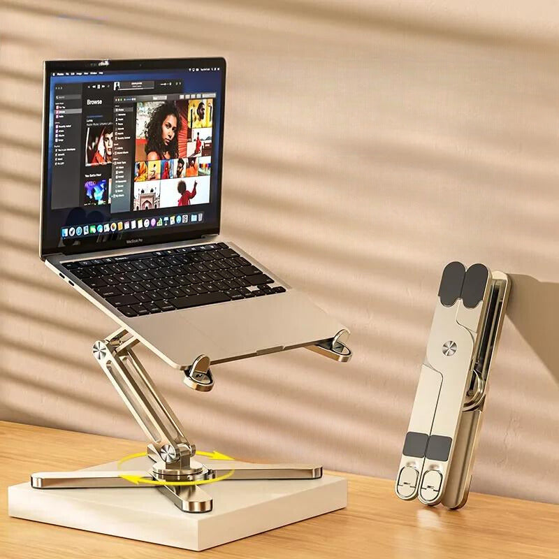 Foldable aluminum laptop stand compatible with Macbook Air Pro 