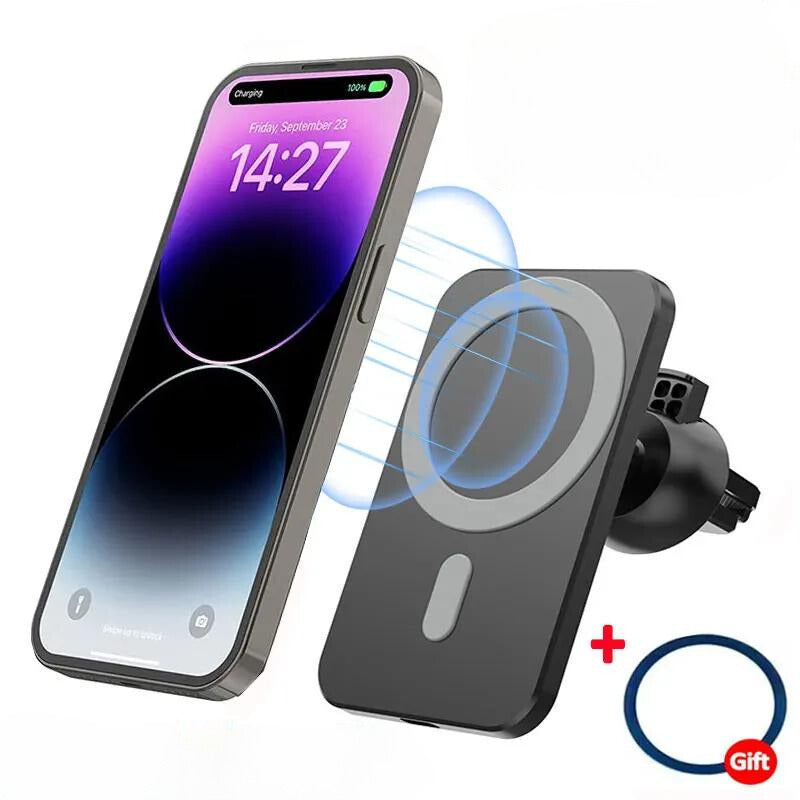 30W Magnetic Wireless Car Charger - MacSafe Support for iPhone, Xiaomi and Samsung