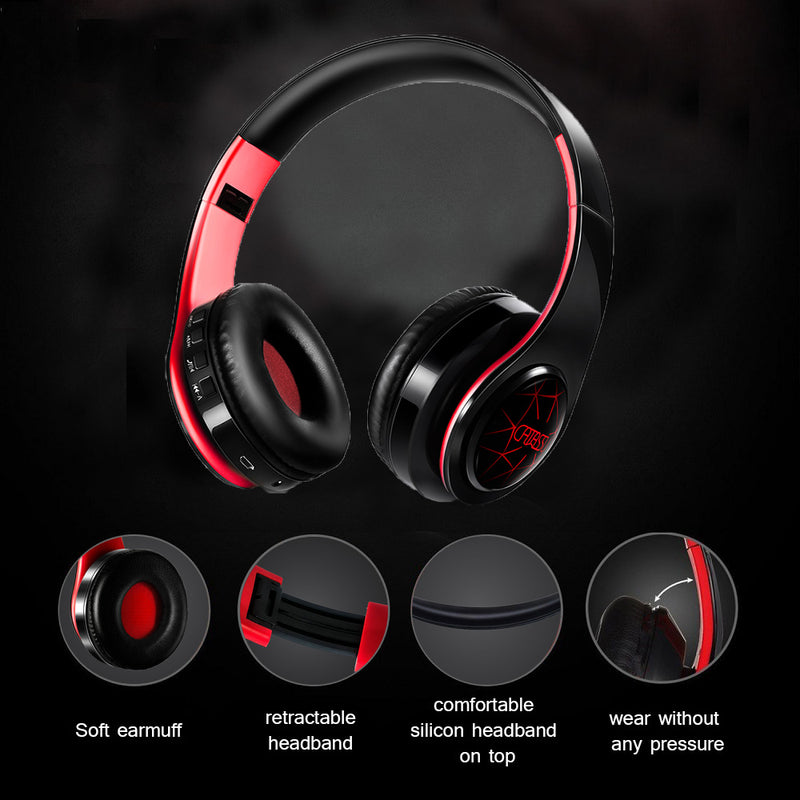 Bluetooth Wireless Headphones with Breathing Lights and Powerful Bass 