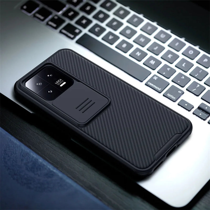 Anti-Shock and Anti-Fingerprint Protective Case for Xiaomi 13 Pro with Sliding Lens Cover 