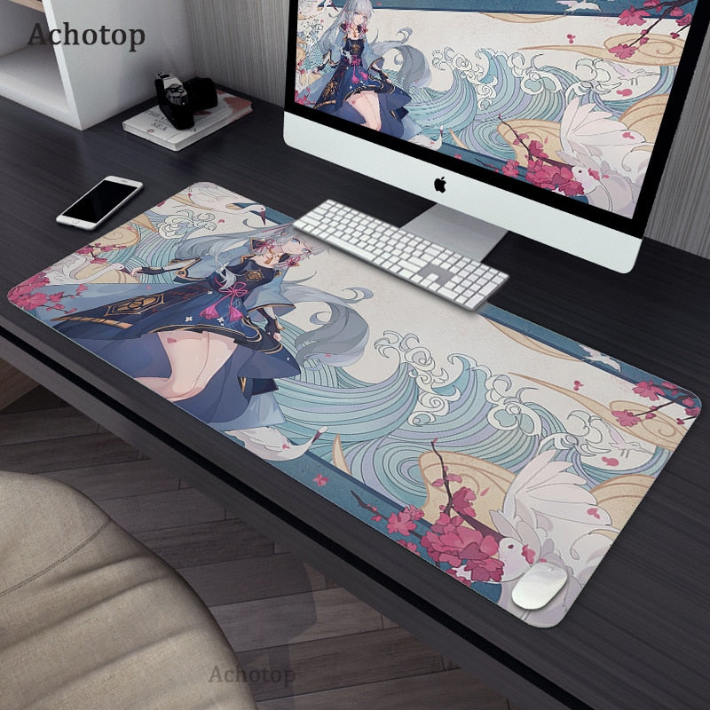 Tapis de souris de jeu Anime, design cool et mignon avec bord surjeté