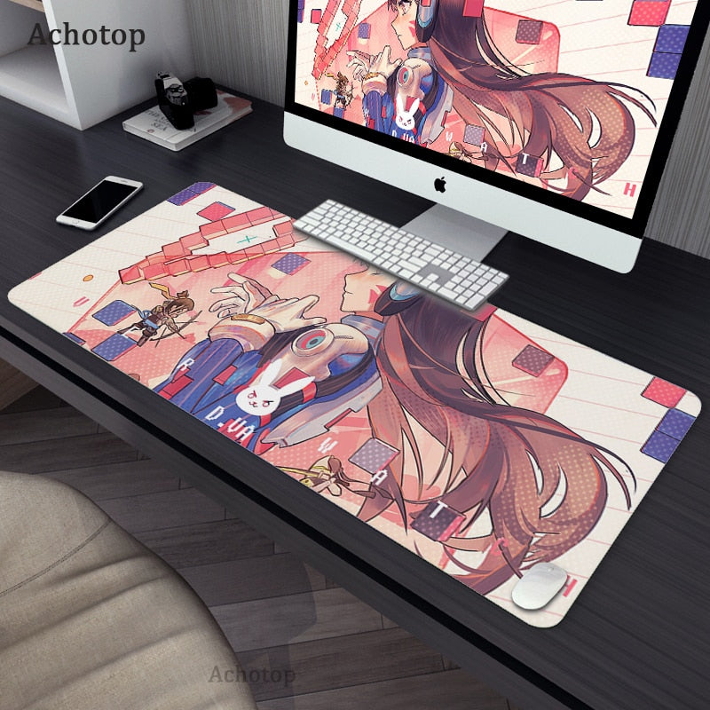 Tapis de souris de jeu Anime, design cool et mignon avec bord surjeté