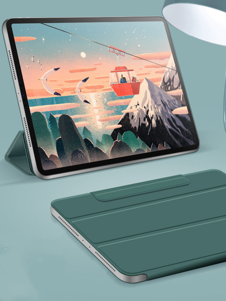 Étui vert en cuir pour iPad Pro