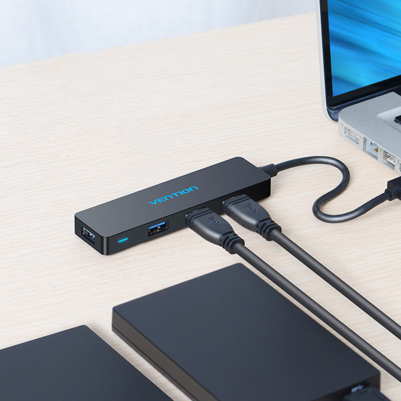 Hub USB 3.0 à 4 ports noir pour ordinateur portable