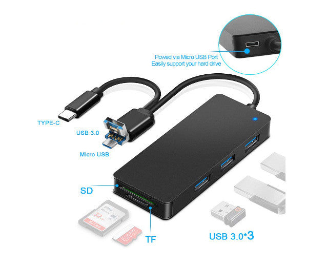 Lecteur de carte USB 3.0 Type C noir