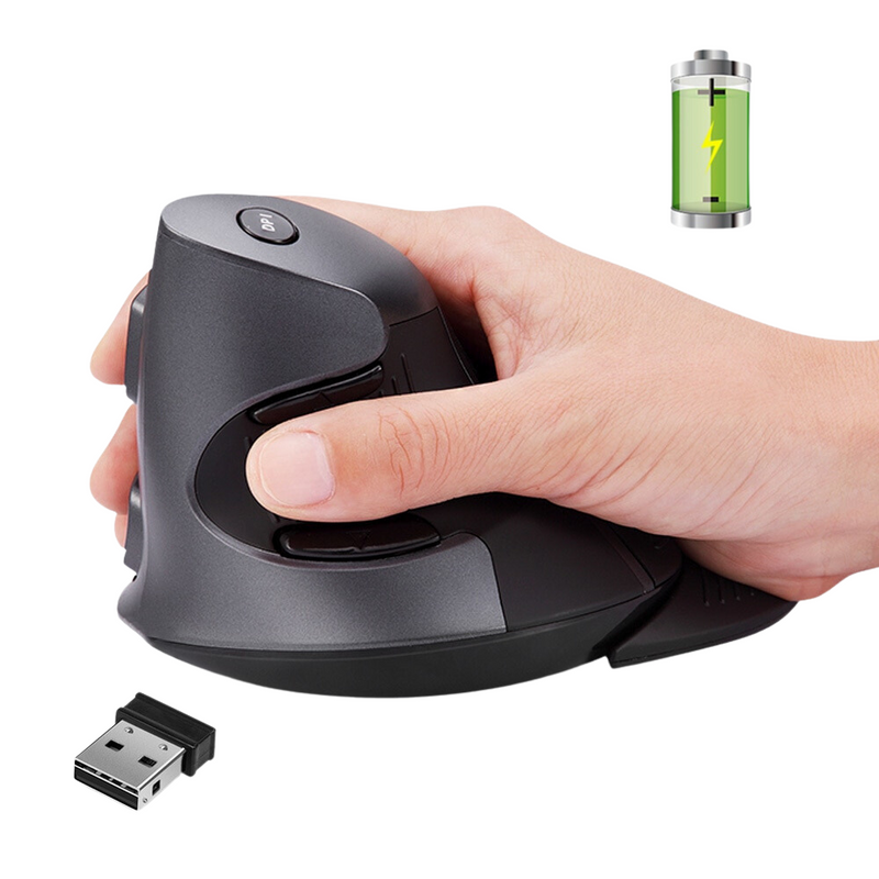 Delux M618G : Souris verticale sans fil rechargeable et ergonomique, avec repose-paume amovible et 4000 DPI