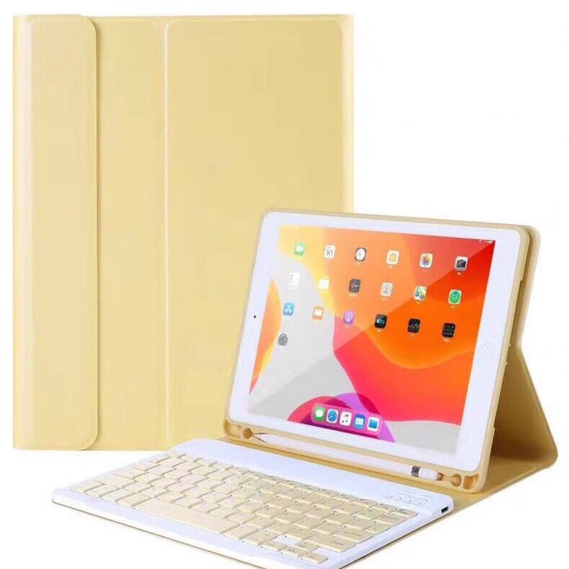 Étui avec clavier Bluetooth et stylo jaune pour tablette